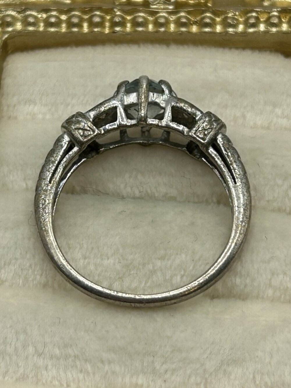 Vintage Ring 925 Sterling Silver Topaz Size 10 Clear Cubic Zirconia Elegant Gift - Picture 7 of 14